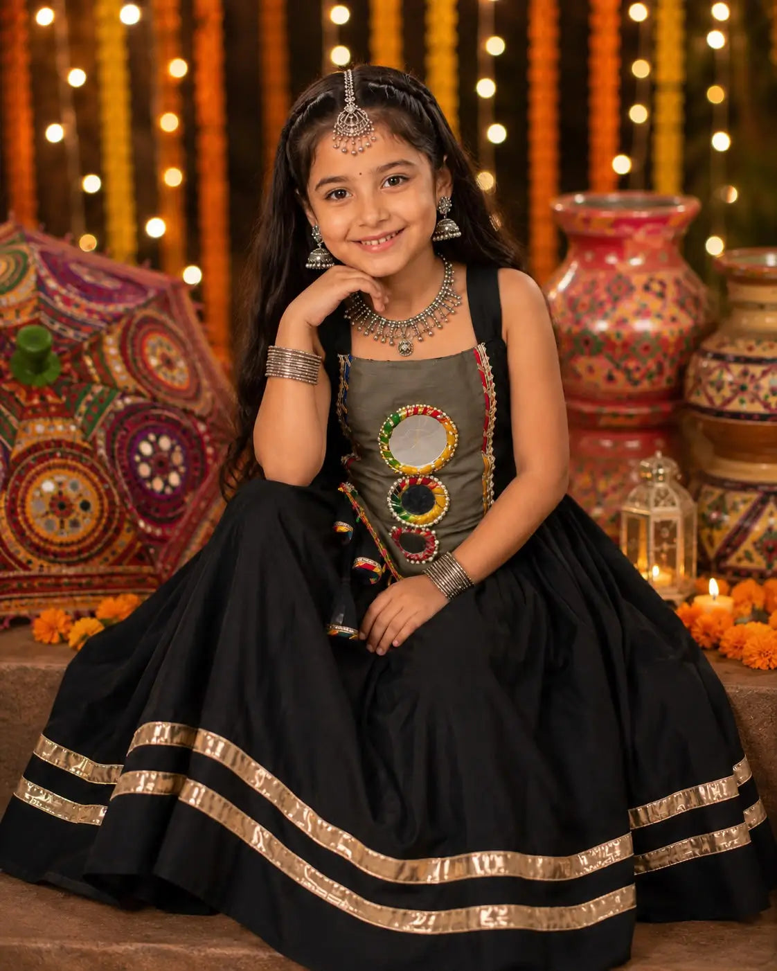 Black Kids Navratri Lehenga Choli