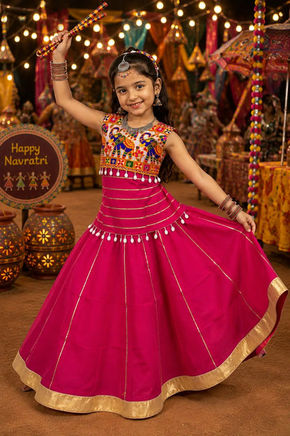 Dark Pink Kids Navratri Lehenga Choli