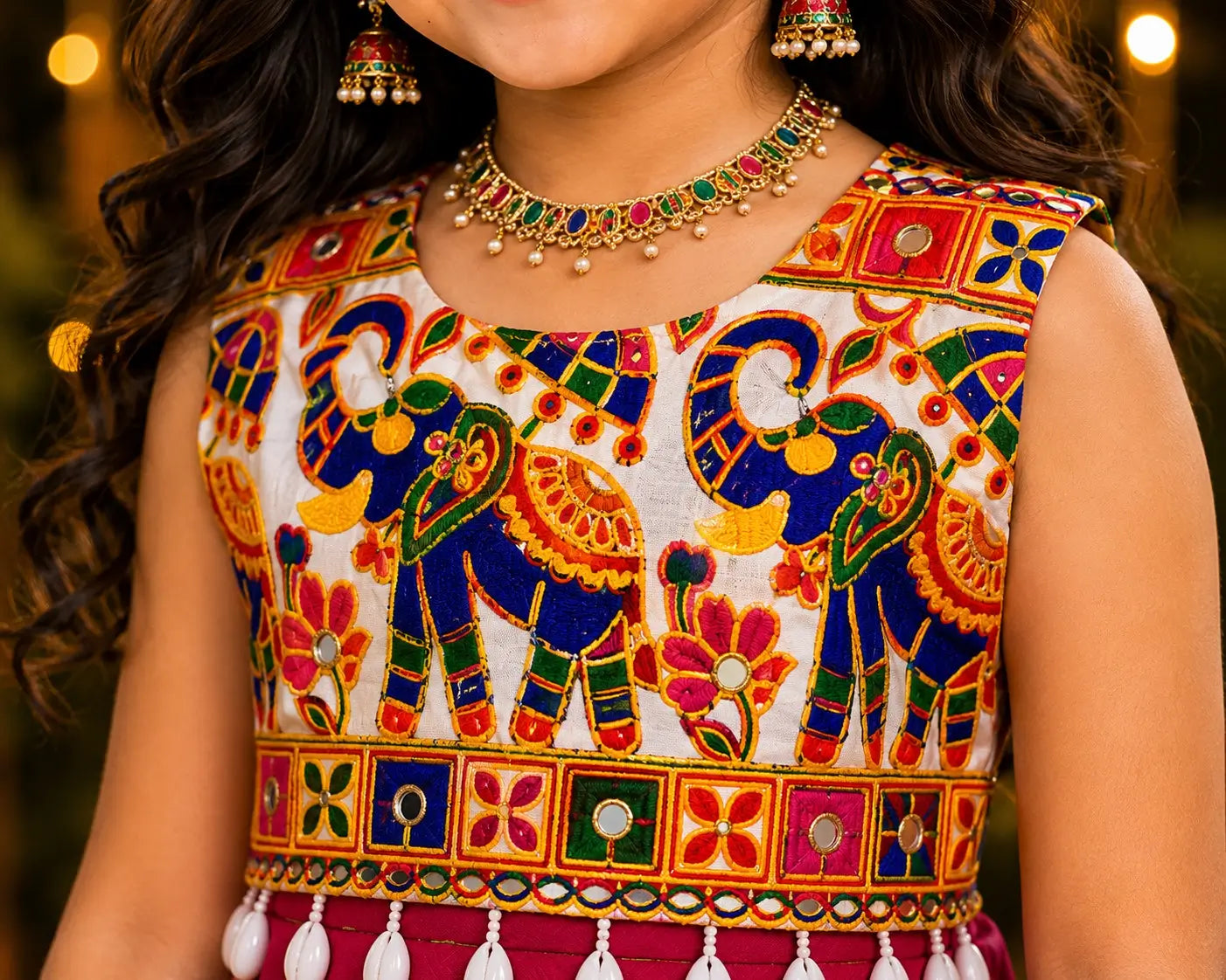 Dark Pink Kids Navratri Lehenga Choli