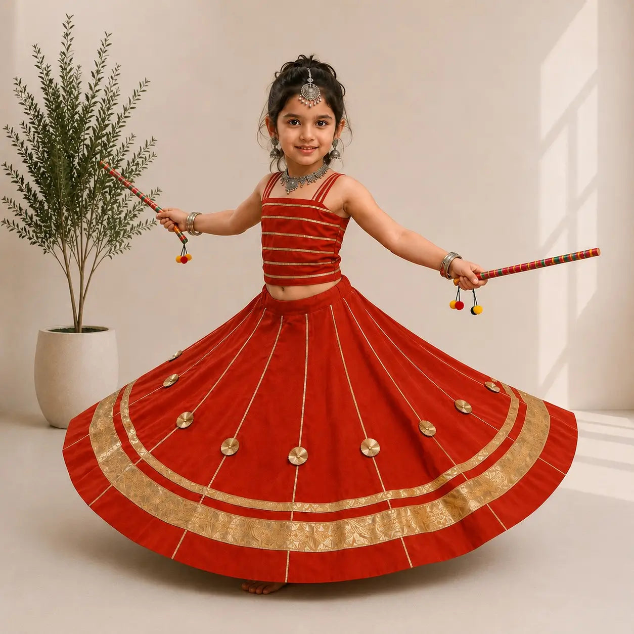 Red Kids Navratri Lehenga Choli