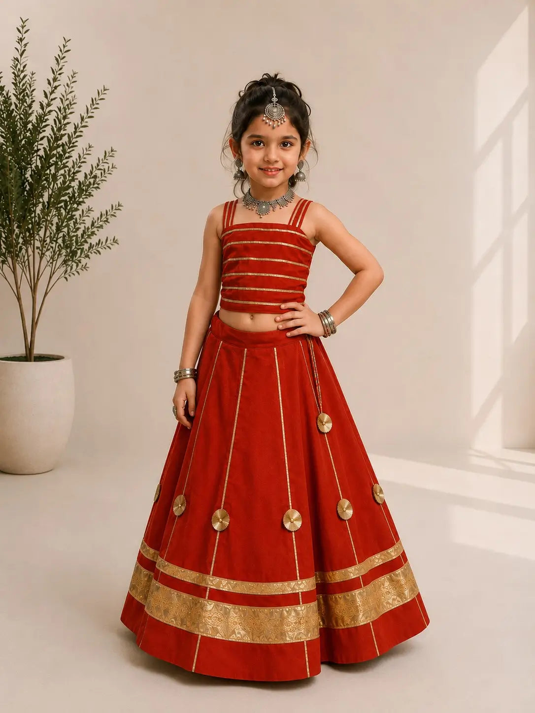 Red Kids Navratri Lehenga Choli