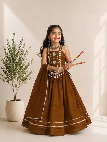Brown Kids Navratri Lehenga Choli