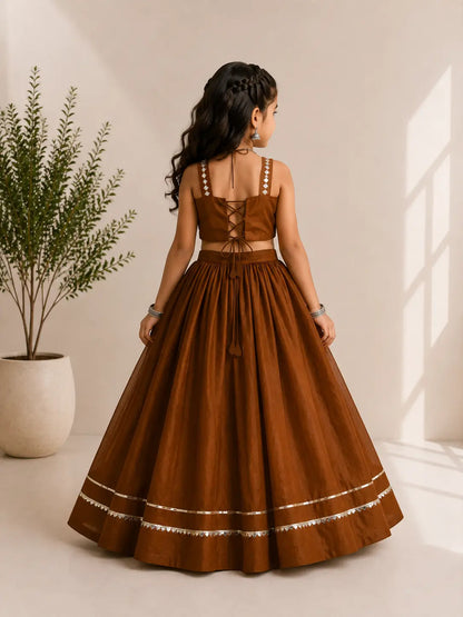 Brown Kids Navratri Lehenga Choli