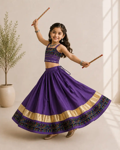 Dark Purple Kids Navratri Lehenga Choli