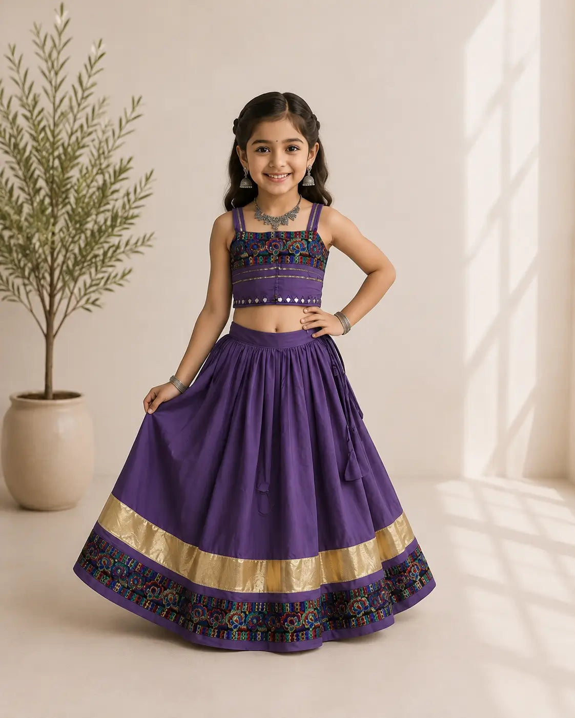 Dark Purple Kids Navratri Lehenga Choli