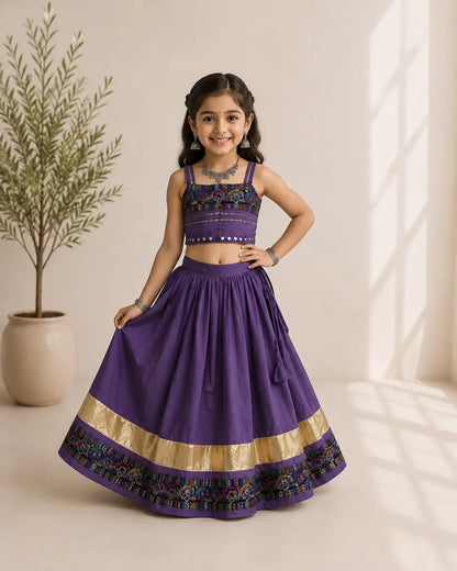 Dark Purple Kids Navratri Lehenga Choli