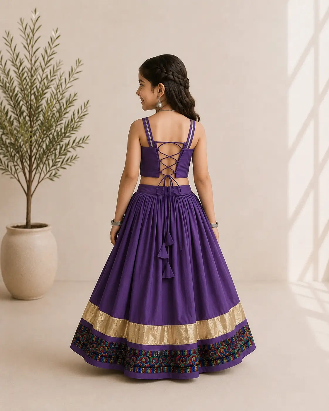 Dark Purple Kids Navratri Lehenga Choli