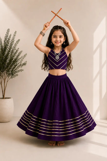 Purple Kids Navratri Lehenga Choli