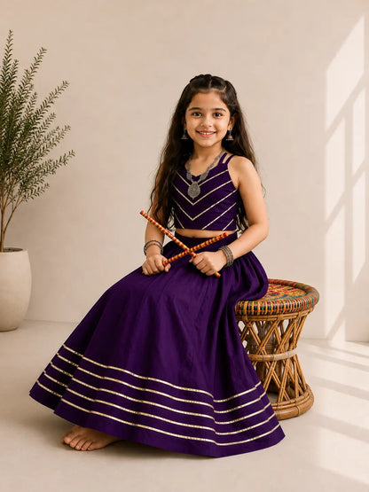 Purple Kids Navratri Lehenga Choli