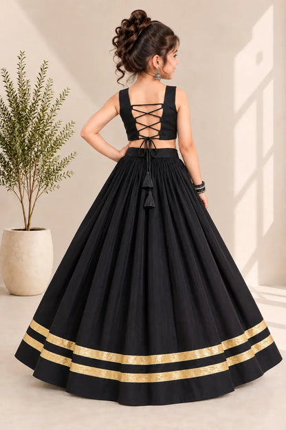 Black Traditional Kids Navratri Lehenga Choli