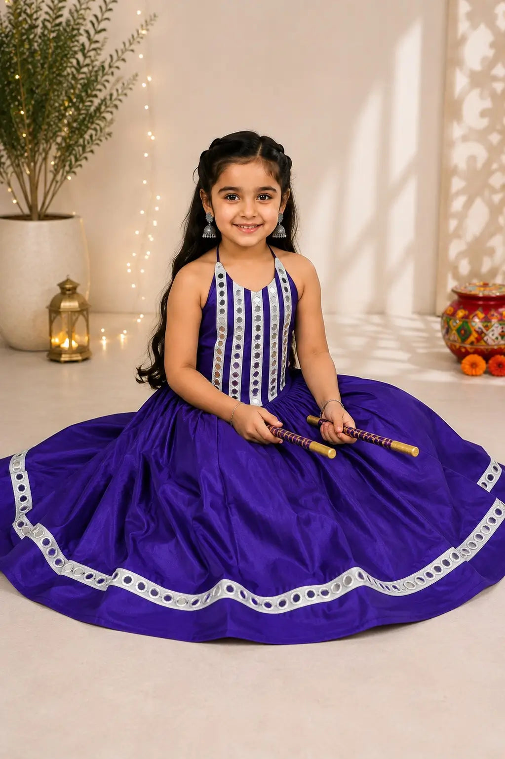 Purple Kids Navratri Lehenga Choli