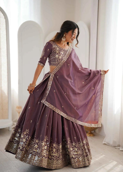 Onion Sequins Embroidery Lehenga Choli