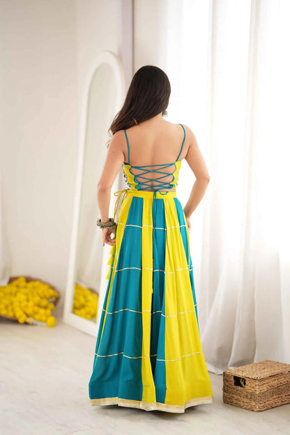 Teal Blue Embroidered Navratri Lehenga Choli