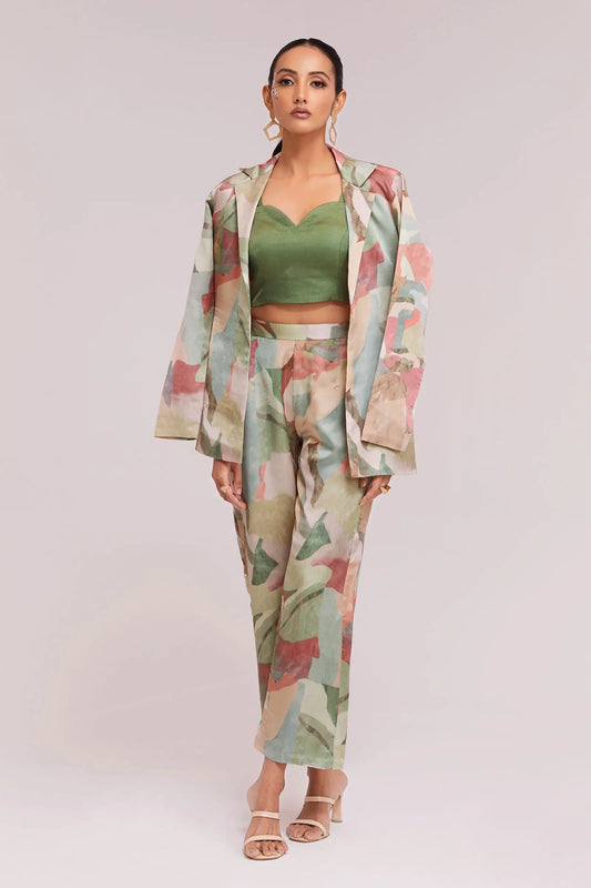 MultiColor Printed Satin Co-ord Set