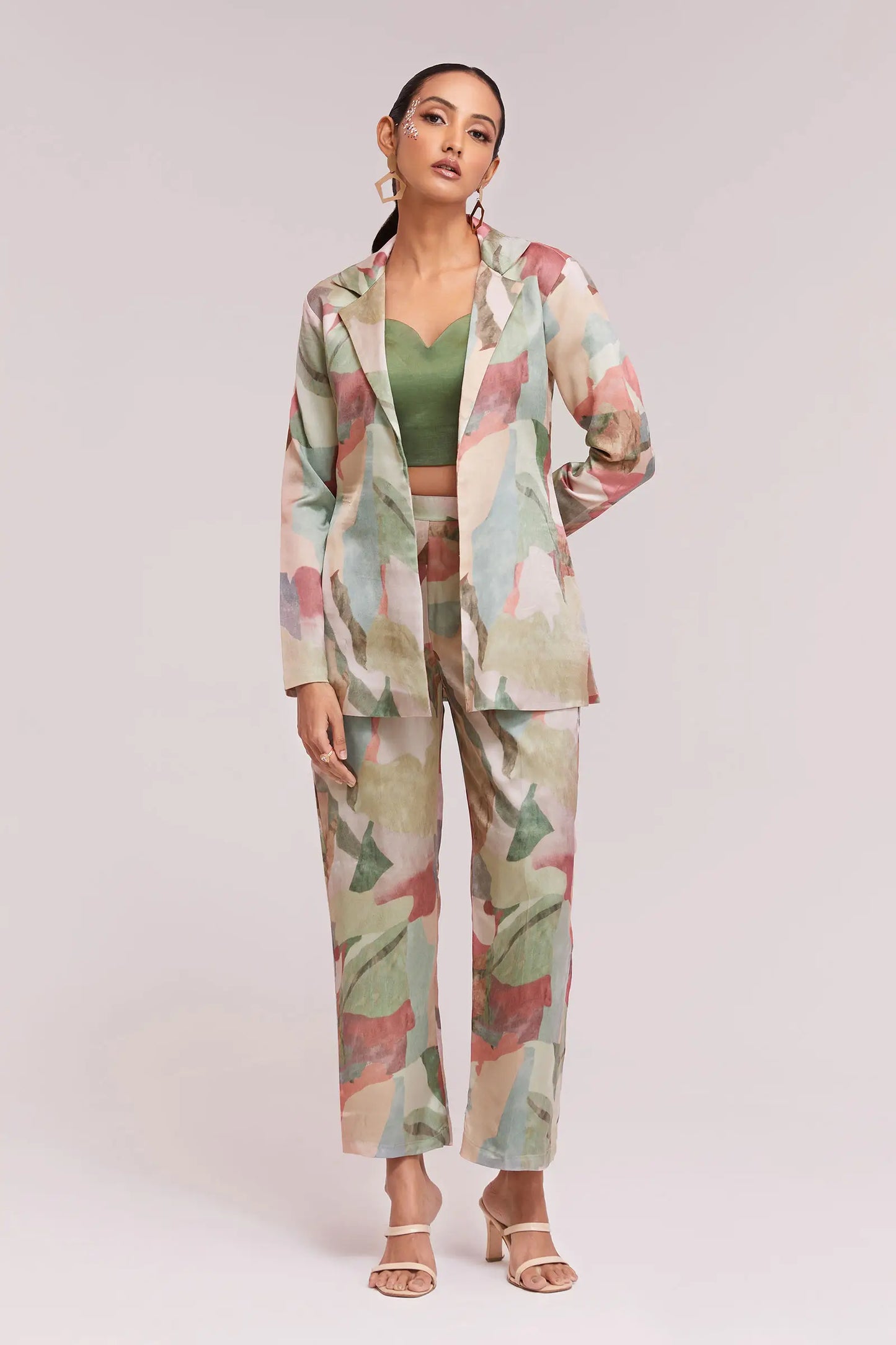 MultiColor Printed Satin Co-ord Set