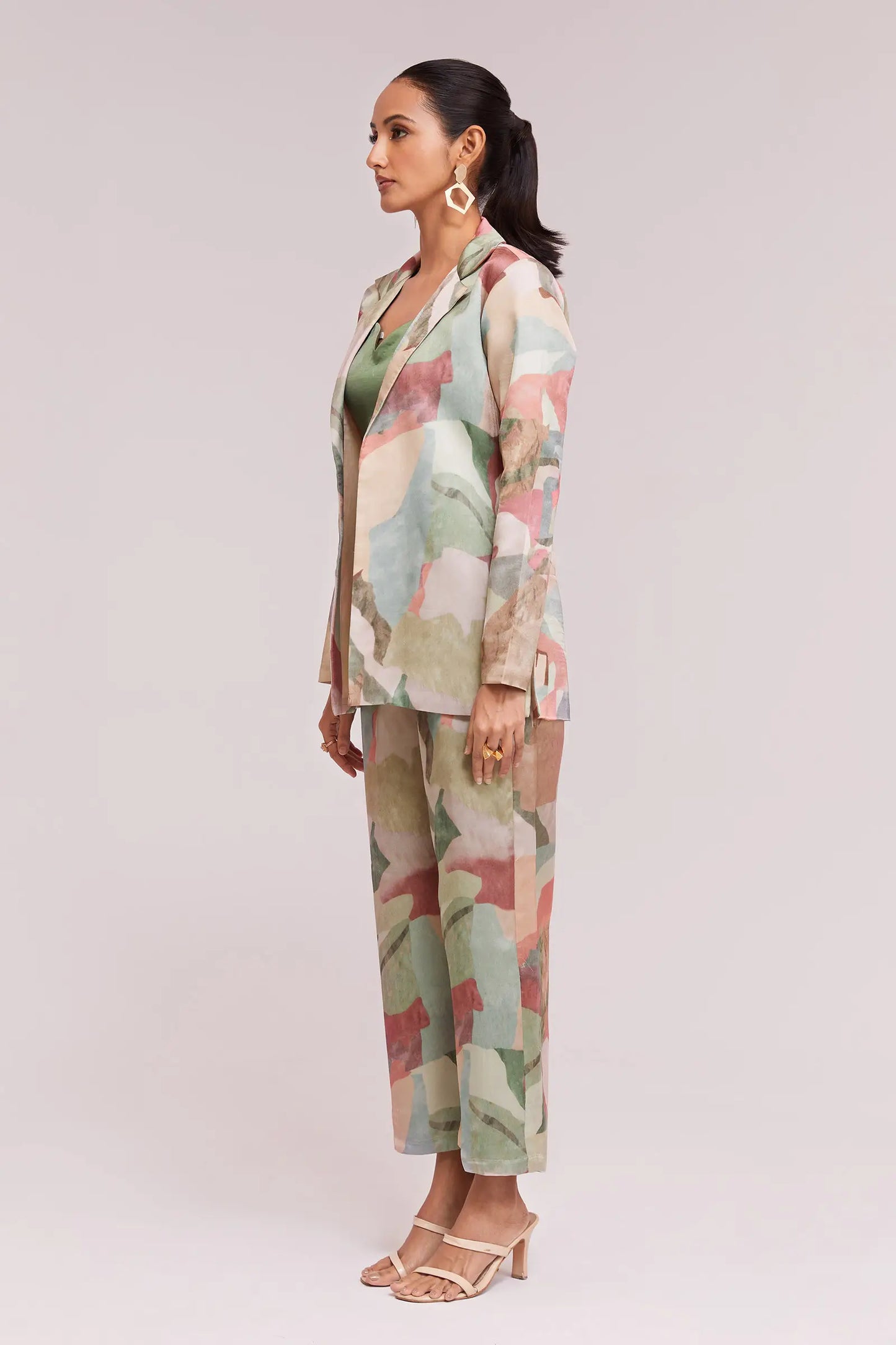 MultiColor Printed Satin Co-ord Set