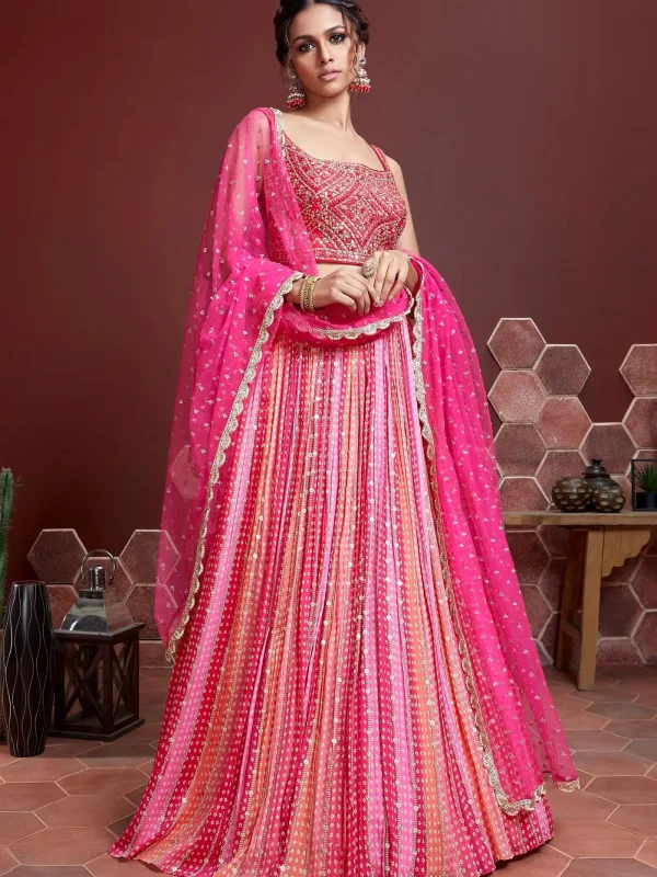 pink embroidery lehenga choli