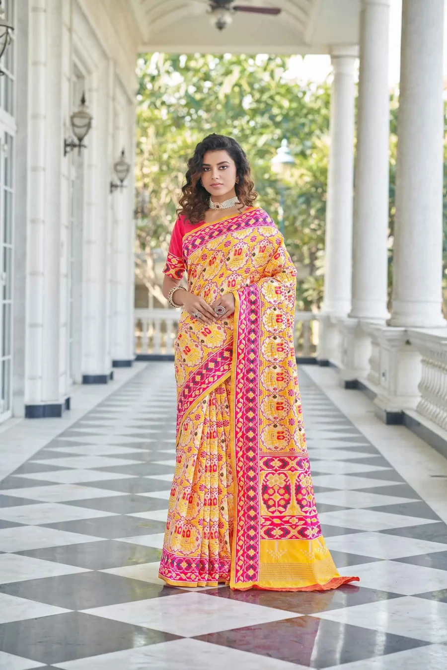 Squash Yellow Exclusive Patola Silk Zari Work Saree