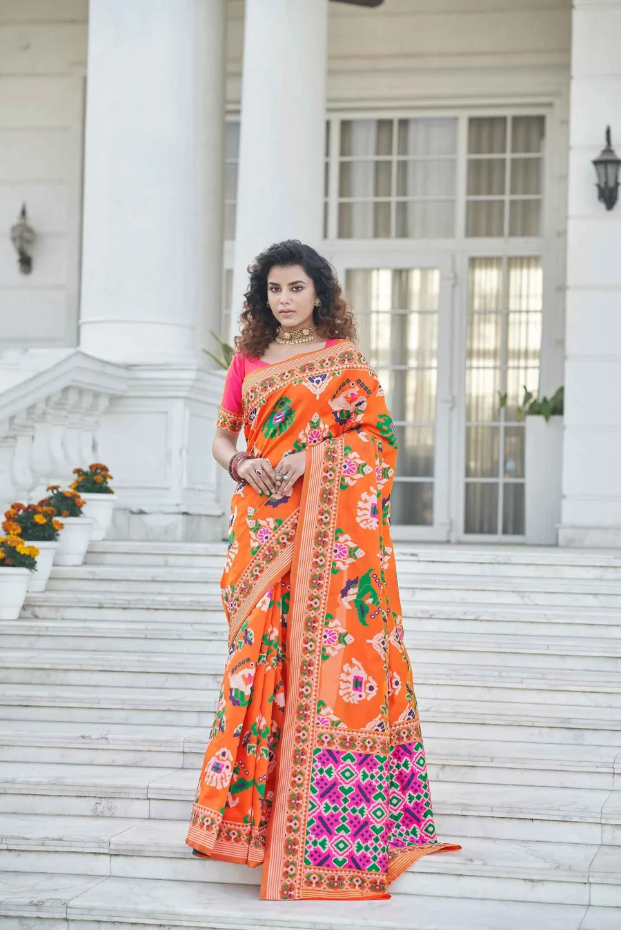 Outrageous Orange Exclusive Patola Silk Saree