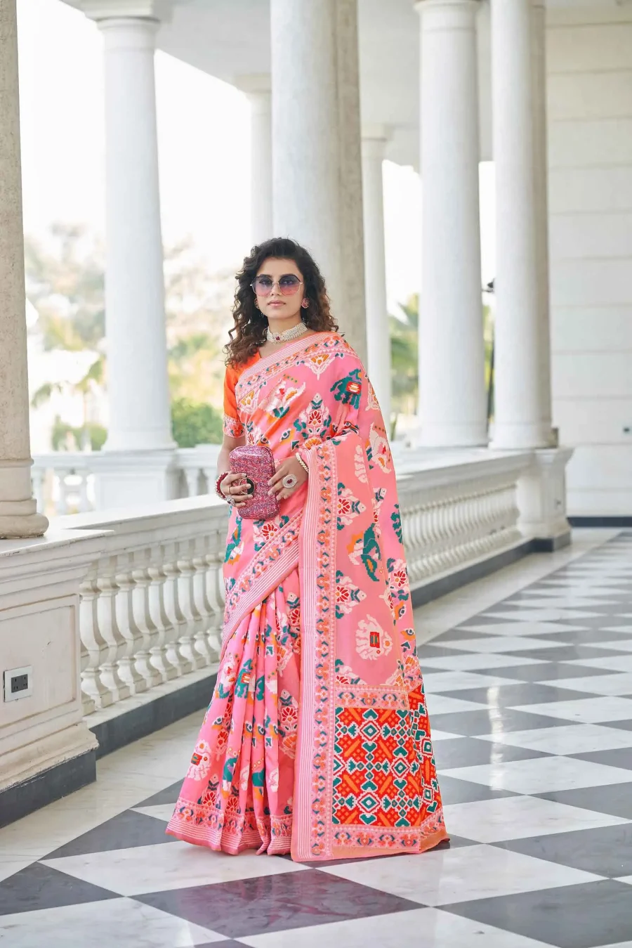 Rose Pink Exclusive Patola Silk Saree