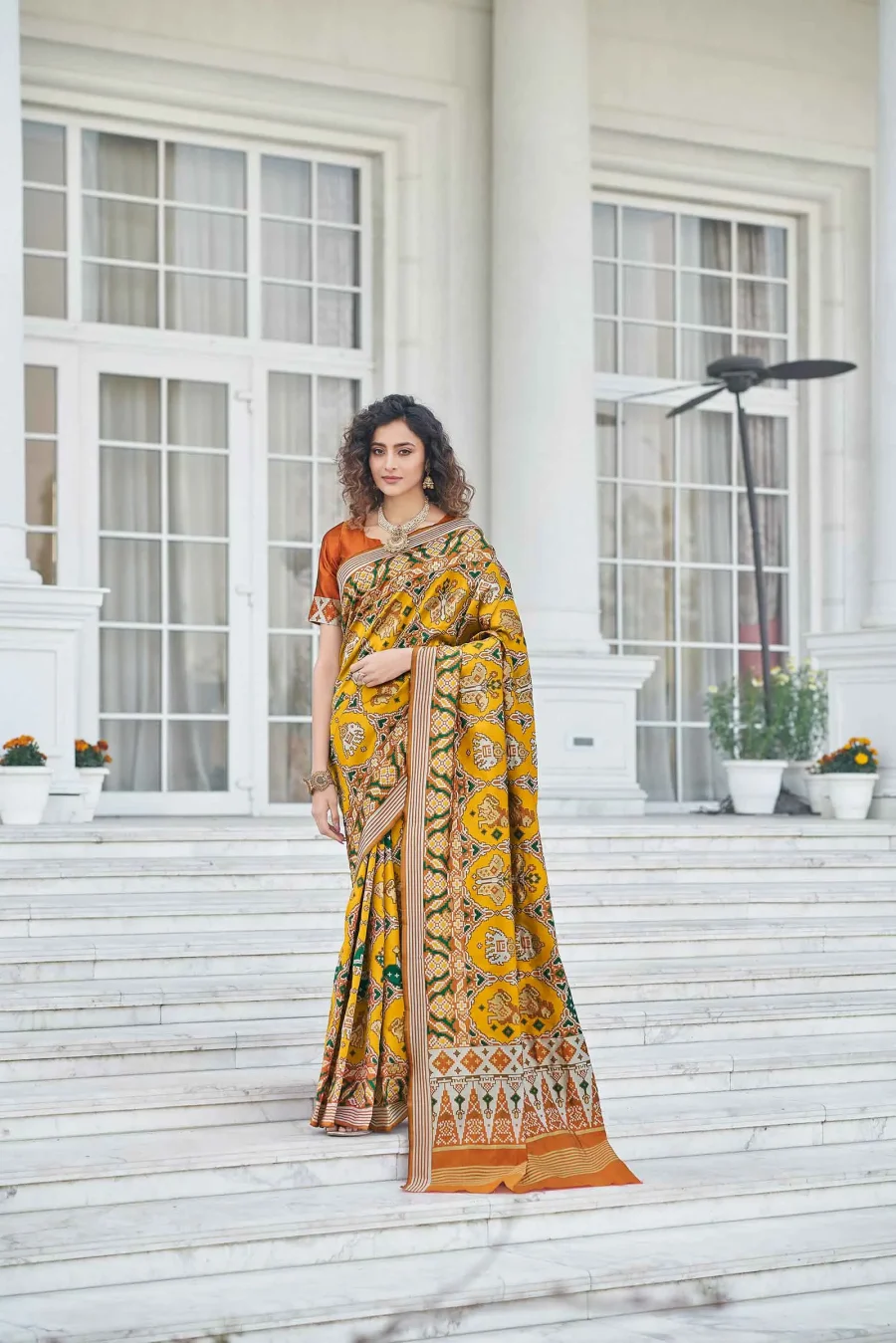 Fuel Yellow Exclusive Patola Silk Zari Work Saree