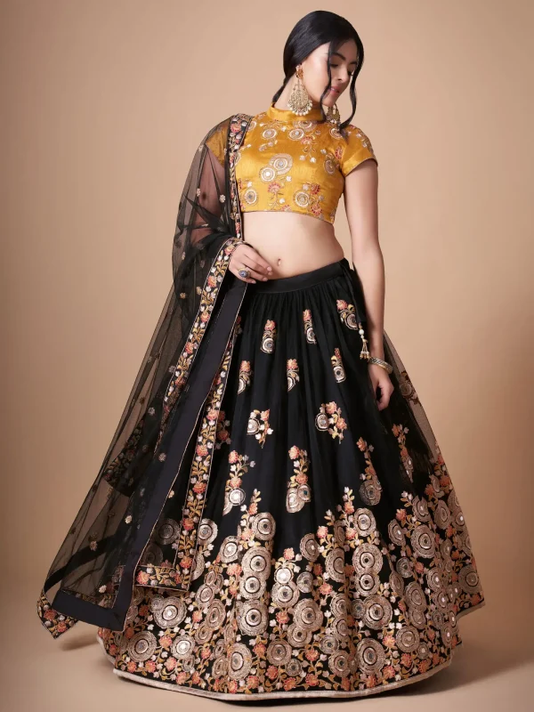 black embroidery lehenga choli