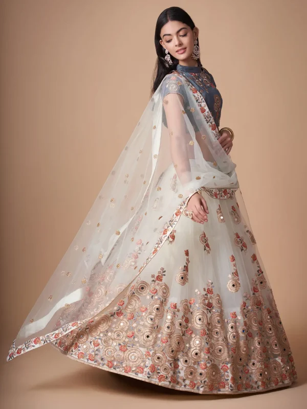 off white embroidery lehenga choli