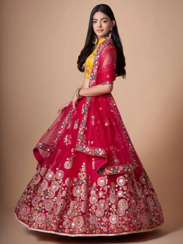 pink embroidery lehenga choli