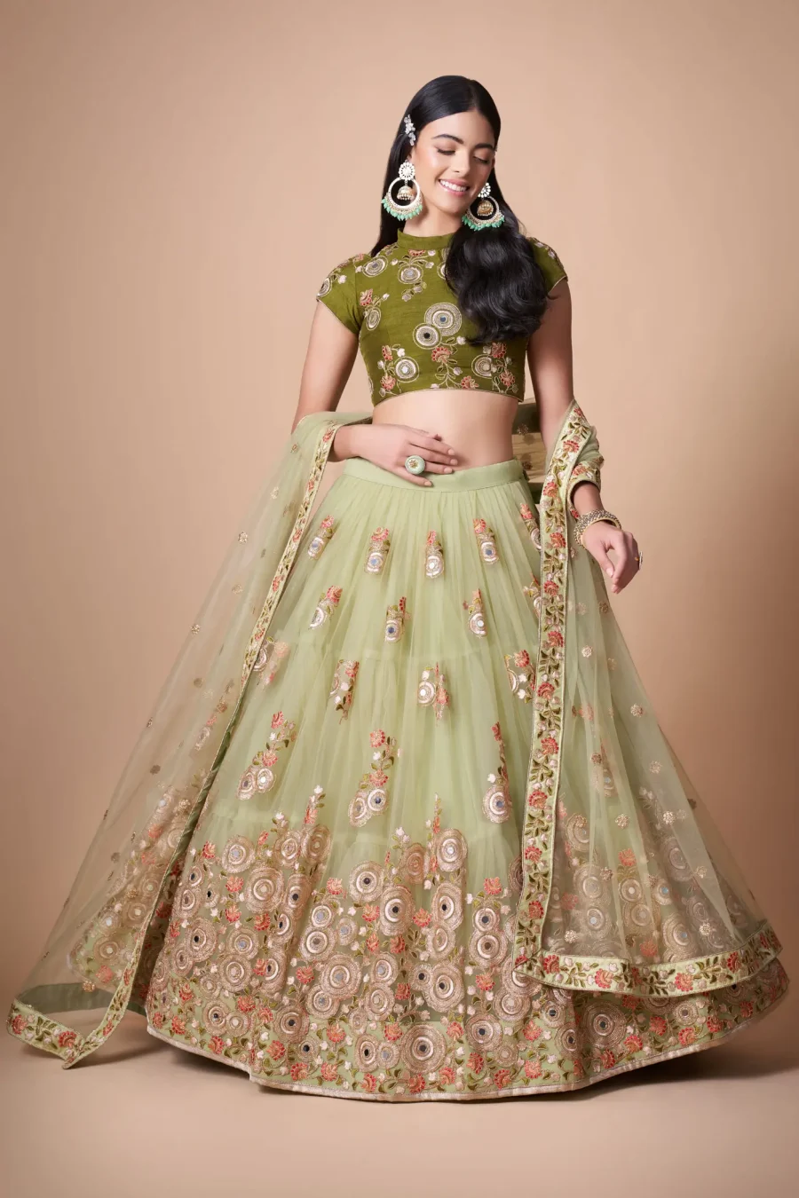 Unveil Your Unique Style with an Enigmatic Choice in Iguana Green Lehenga Choli