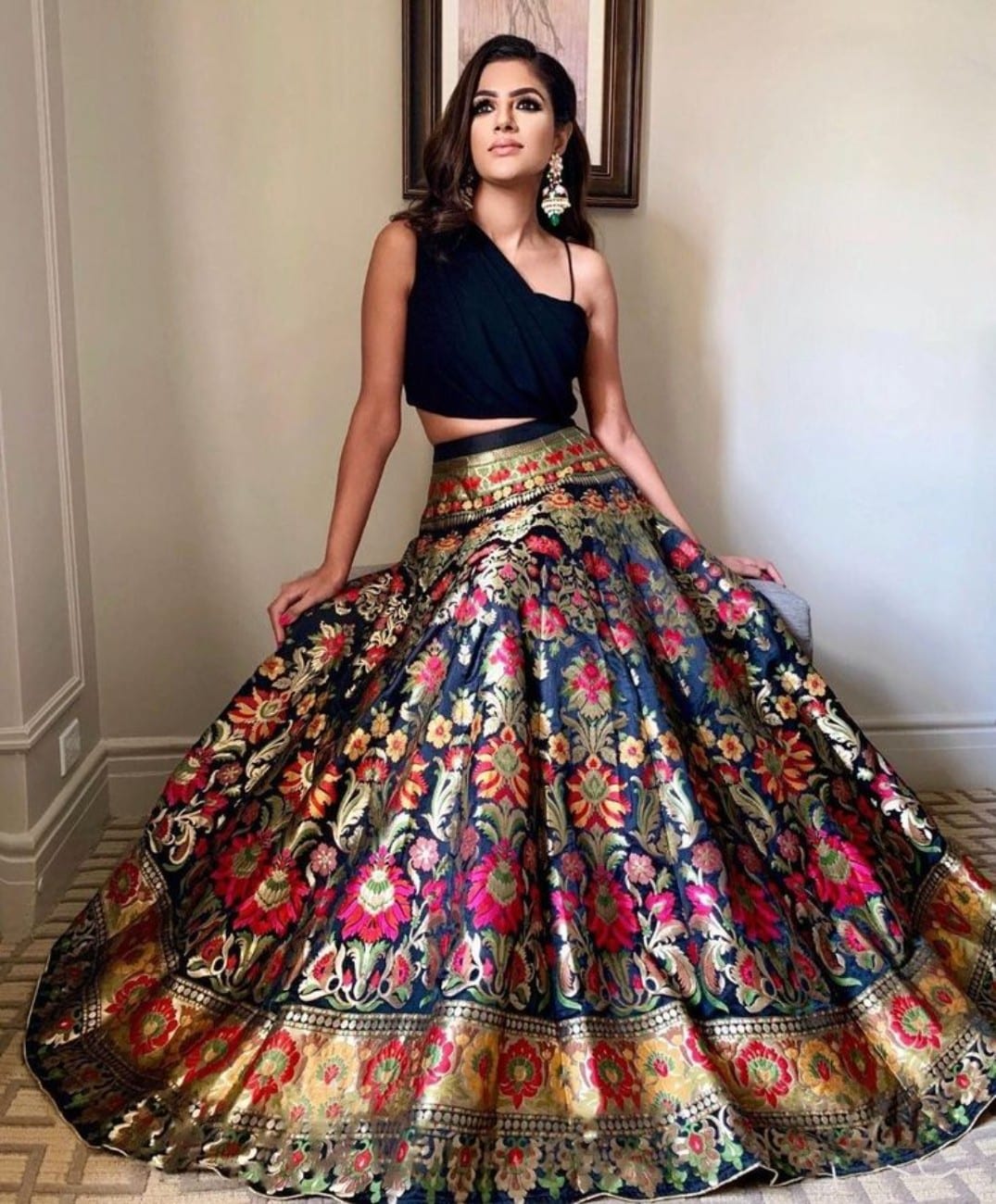 Lilac Embroidered Lehenga Set | Crop top wedding dress indian, Long skirt  top designs, Long skirt and top