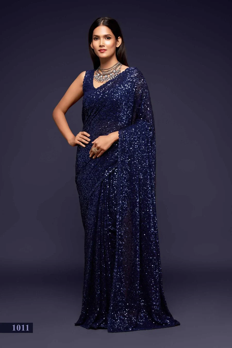 Blush Blue Cocktail Party Saree