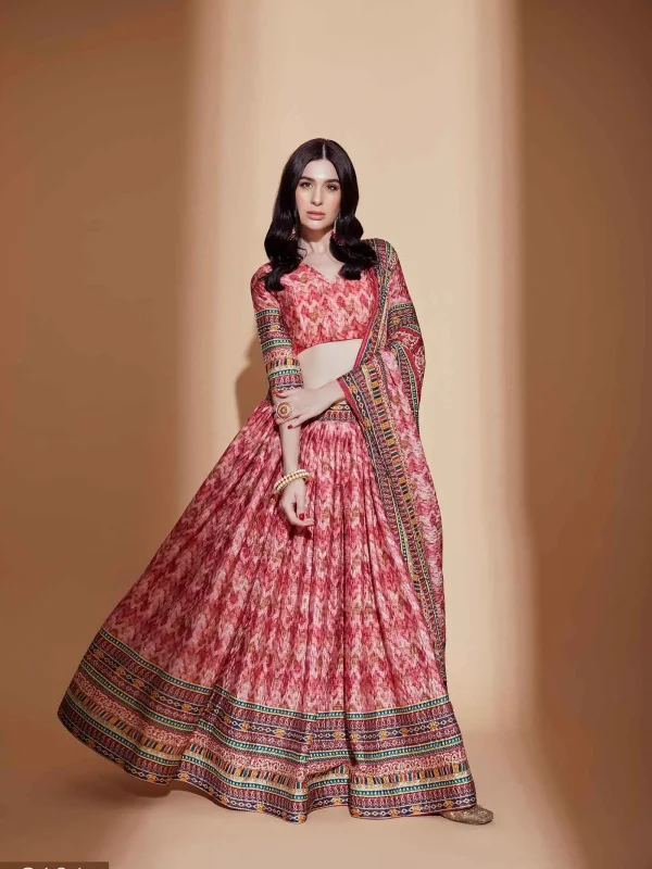 peach printed lehenga choli