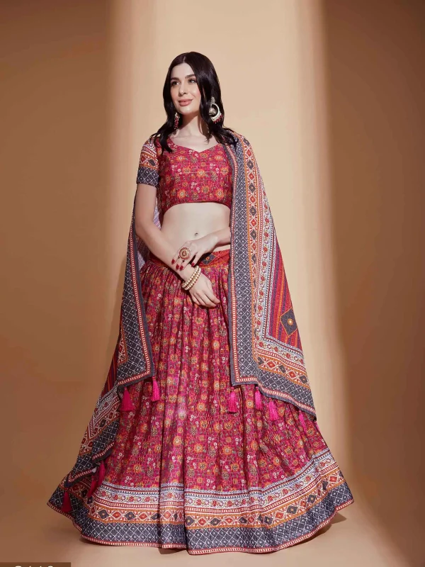 pink printed lehenga choli