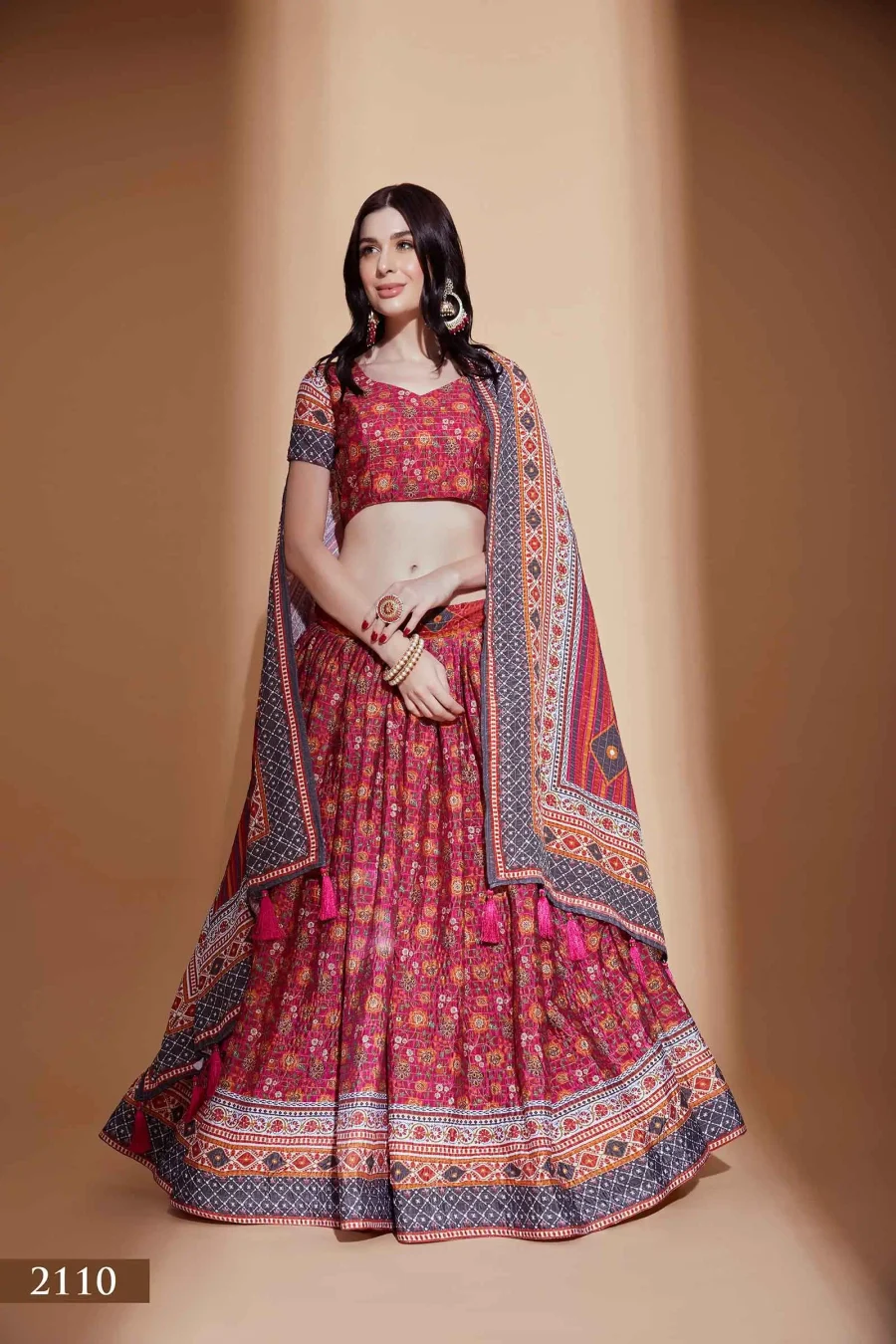 cool and calming Burnt pink Lehenga Choli with Flory Embelishments