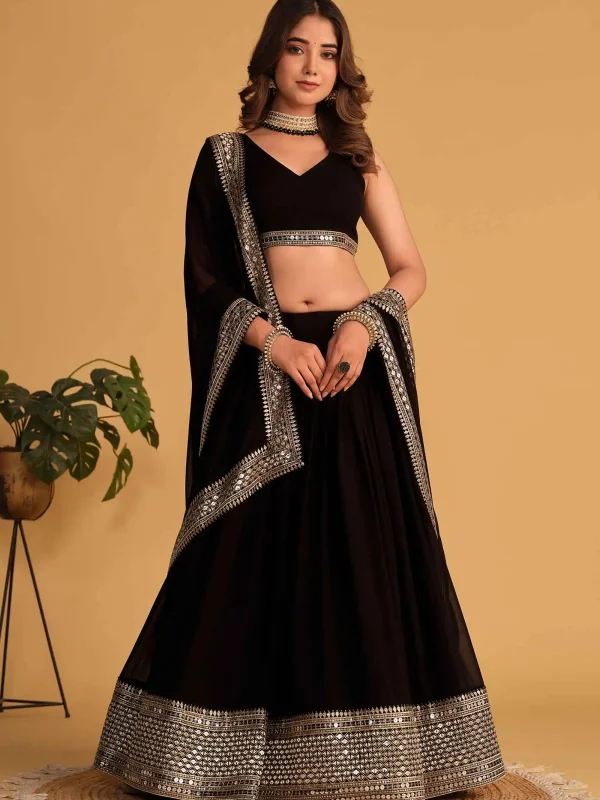 black embroidery lehenga choli