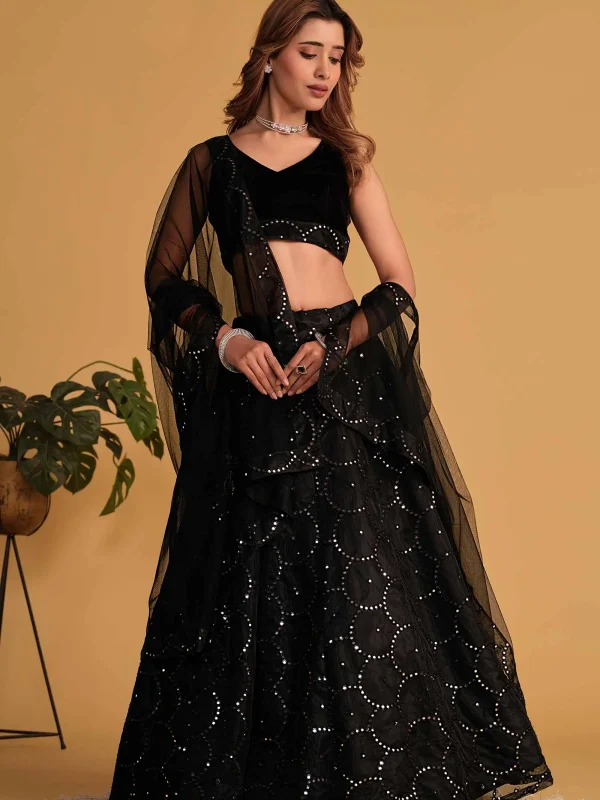 black embroidery lehenga choli