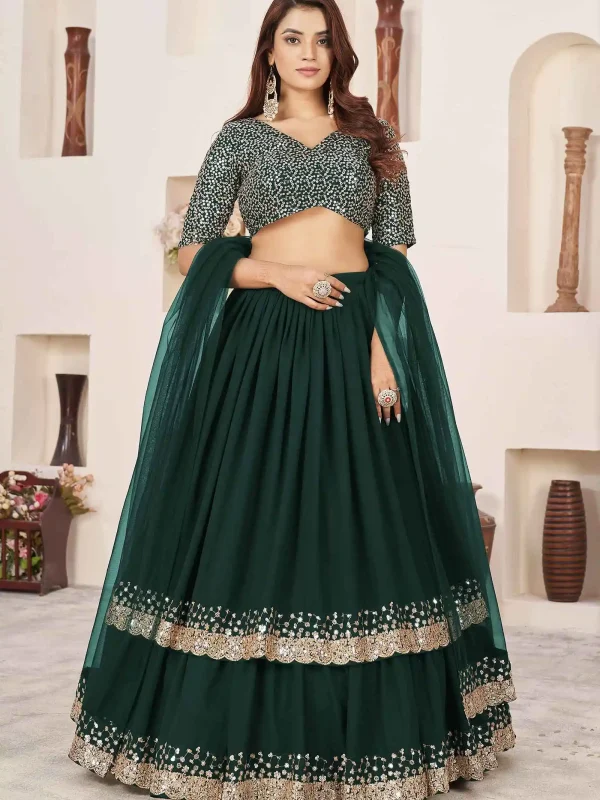 green embroidery lehenga choli