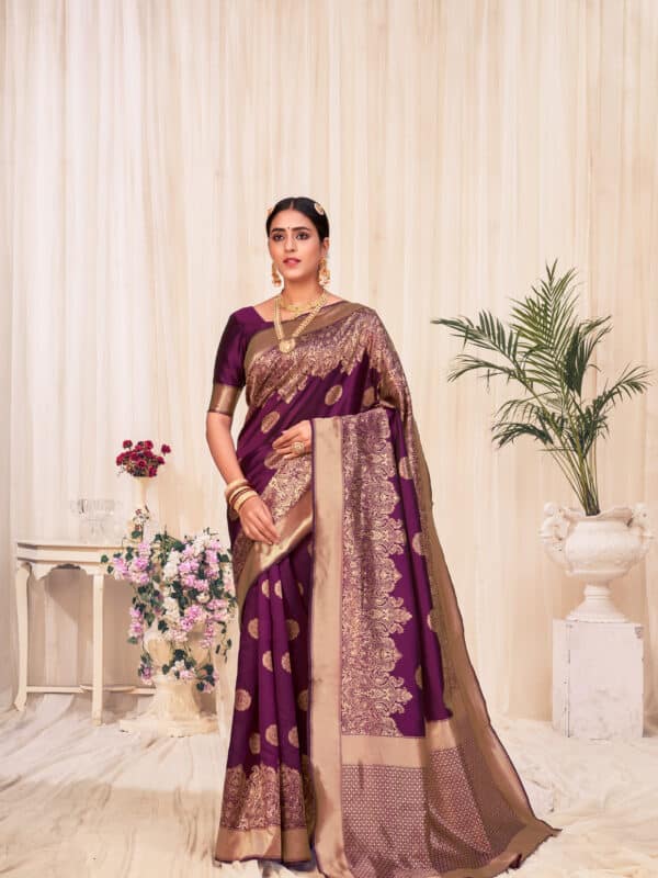 Maroon banarasi saree