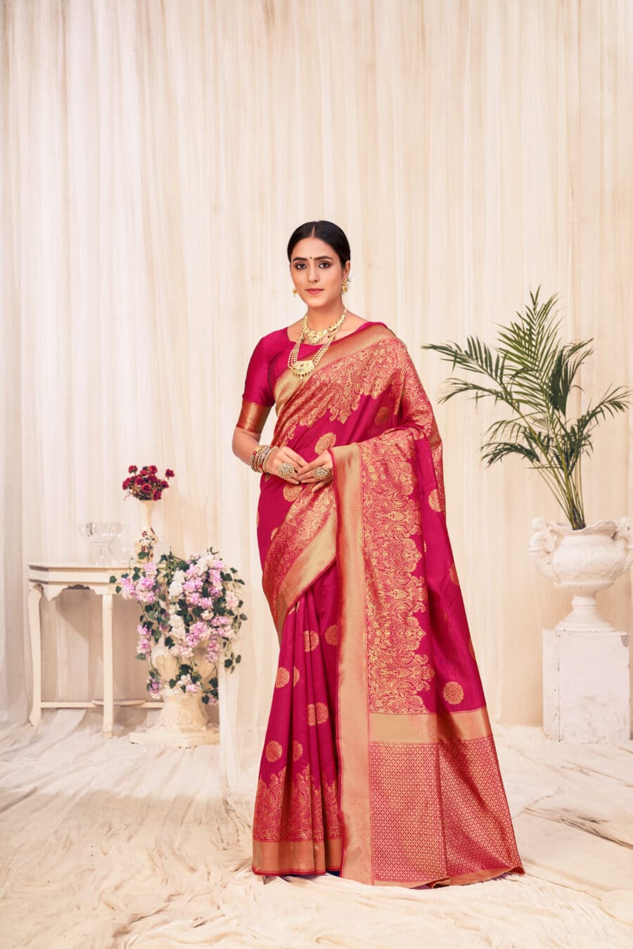 Bright Maroon Exclusive Banarasi Silk Saree