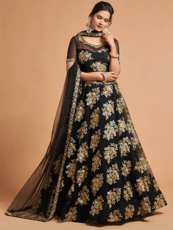 black embroidery lehenga choli