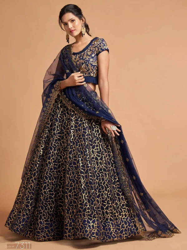 blue embroidery lehenga choli