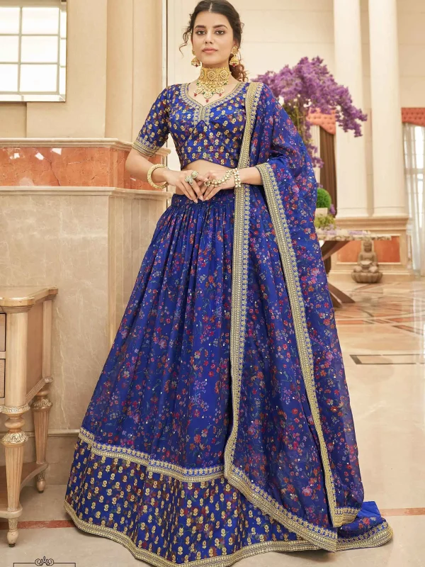 blue embroidery lehenga choli