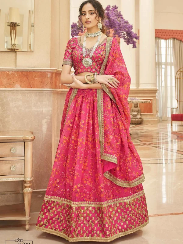 pink embroidery lehenga choli