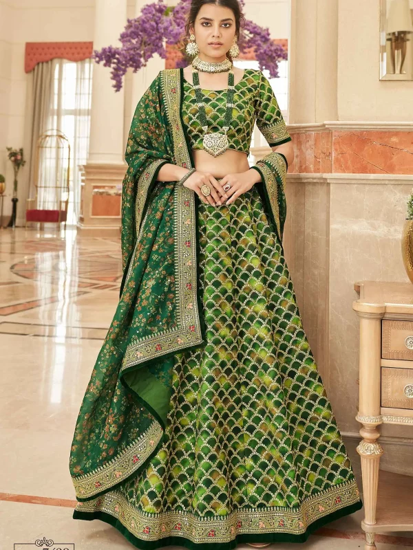 green embroidery lehenga choli