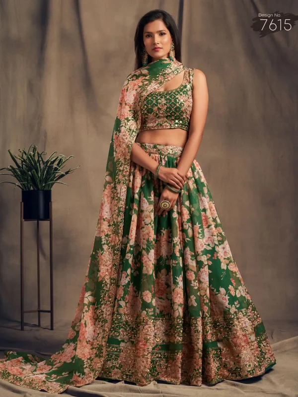 green floral printed lehenga choli