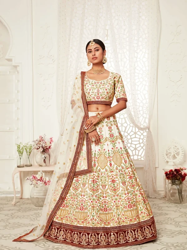 beige embroidery lehenga choli