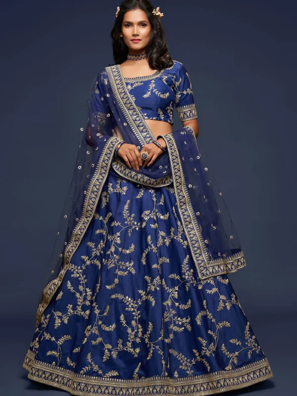 blue embroidery lehenga choli