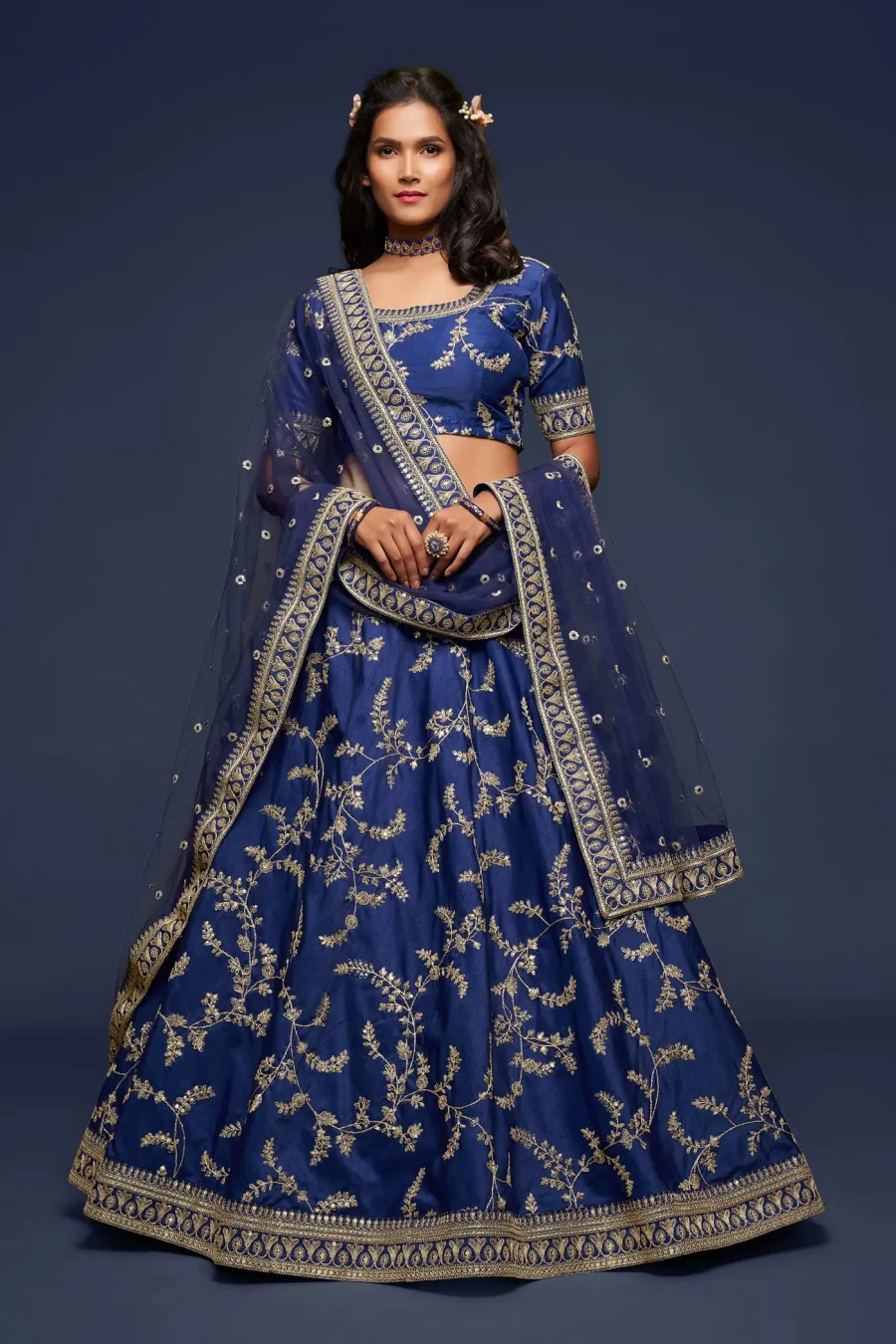 Timeless Grace of Dark Slate Blue Sequence Embroidery Lehenga Choli