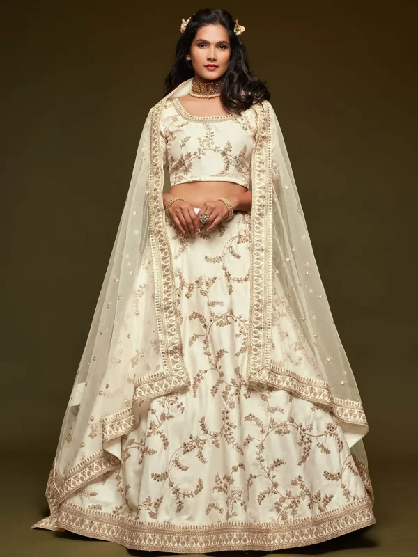 white embroidery lehenga choli