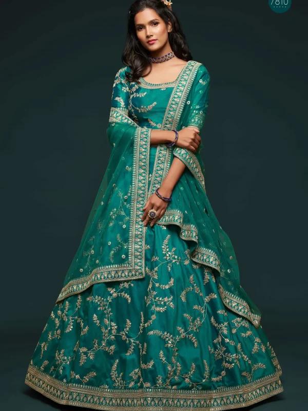 green embroidery lehenga choli